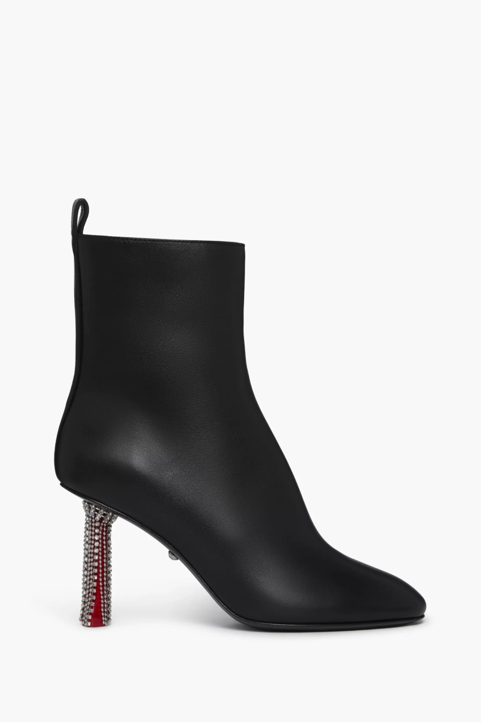 Sonia Rykiel Bottines En Cuir Noir Avec Talons A Strass Noir / Noir Sale