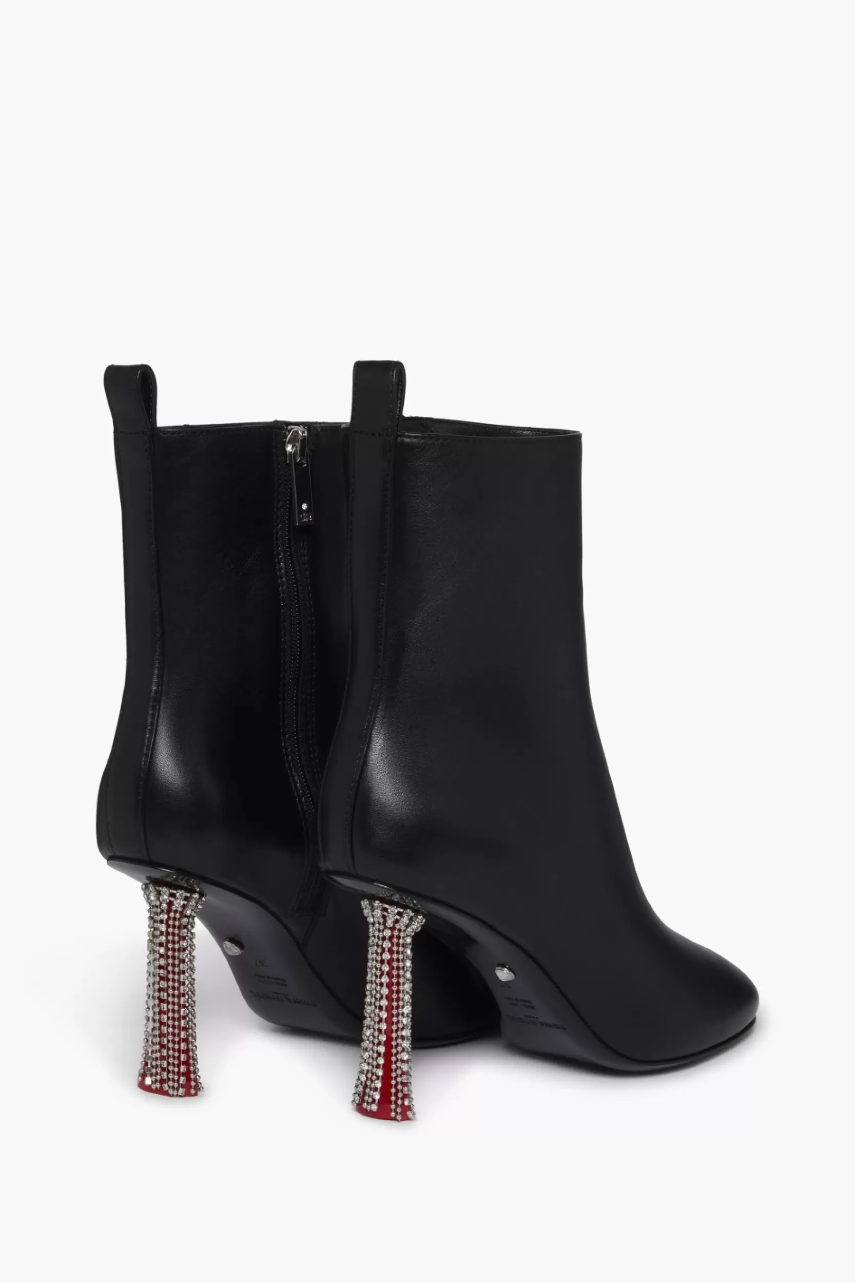 Sonia Rykiel Bottines En Cuir Noir Avec Talons A Strass Noir / Noir Sale