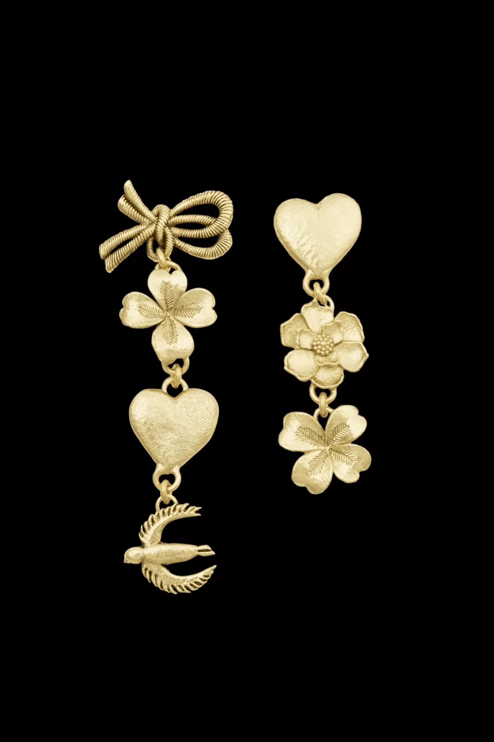 Sonia Rykiel Boucles D'Oreilles Poetic Garden Asymetric Talismans Gold / Jaune New