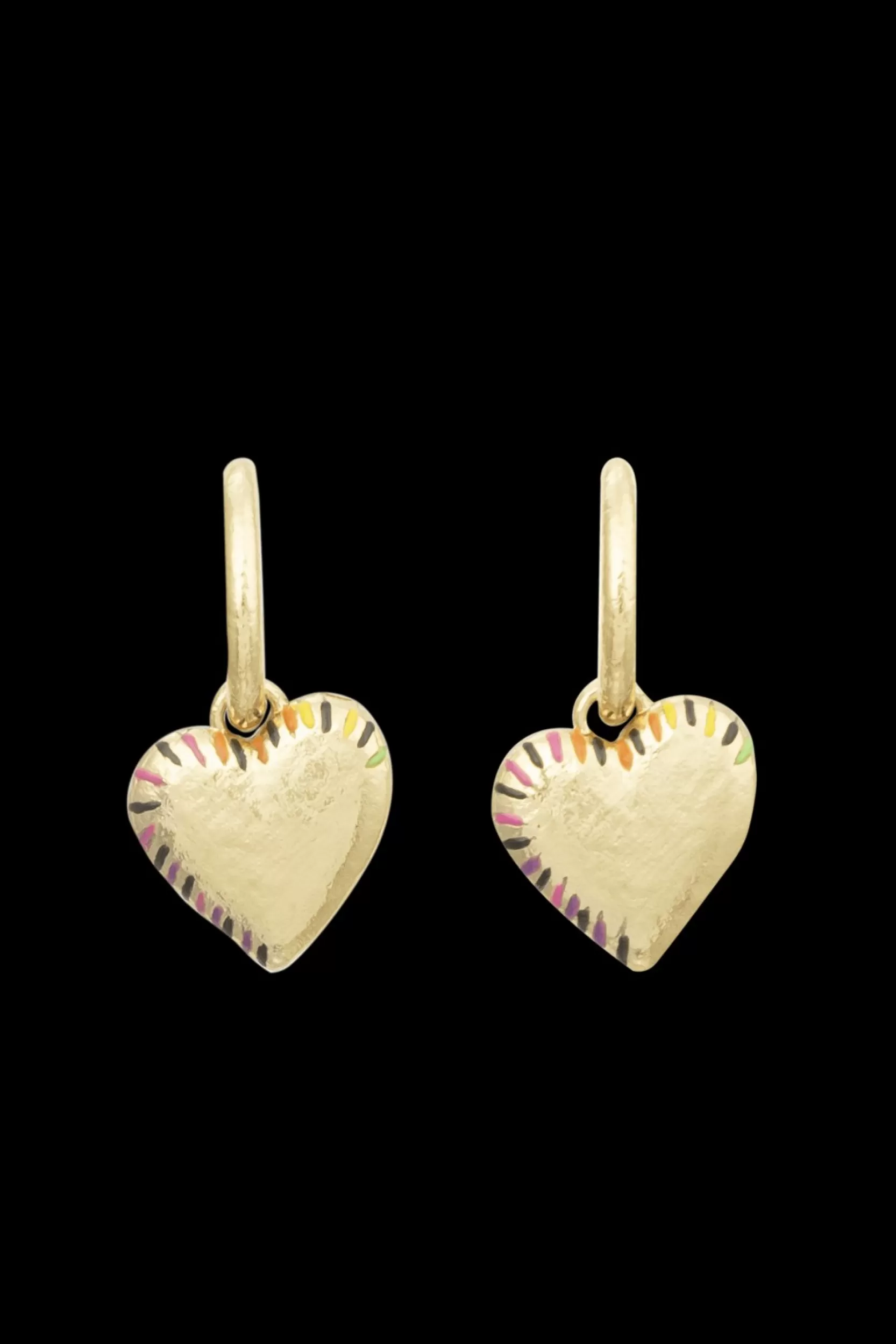 Sonia Rykiel Boucles D'Oreilles Poetic Garden Striped Heart Gold / Jaune Sale