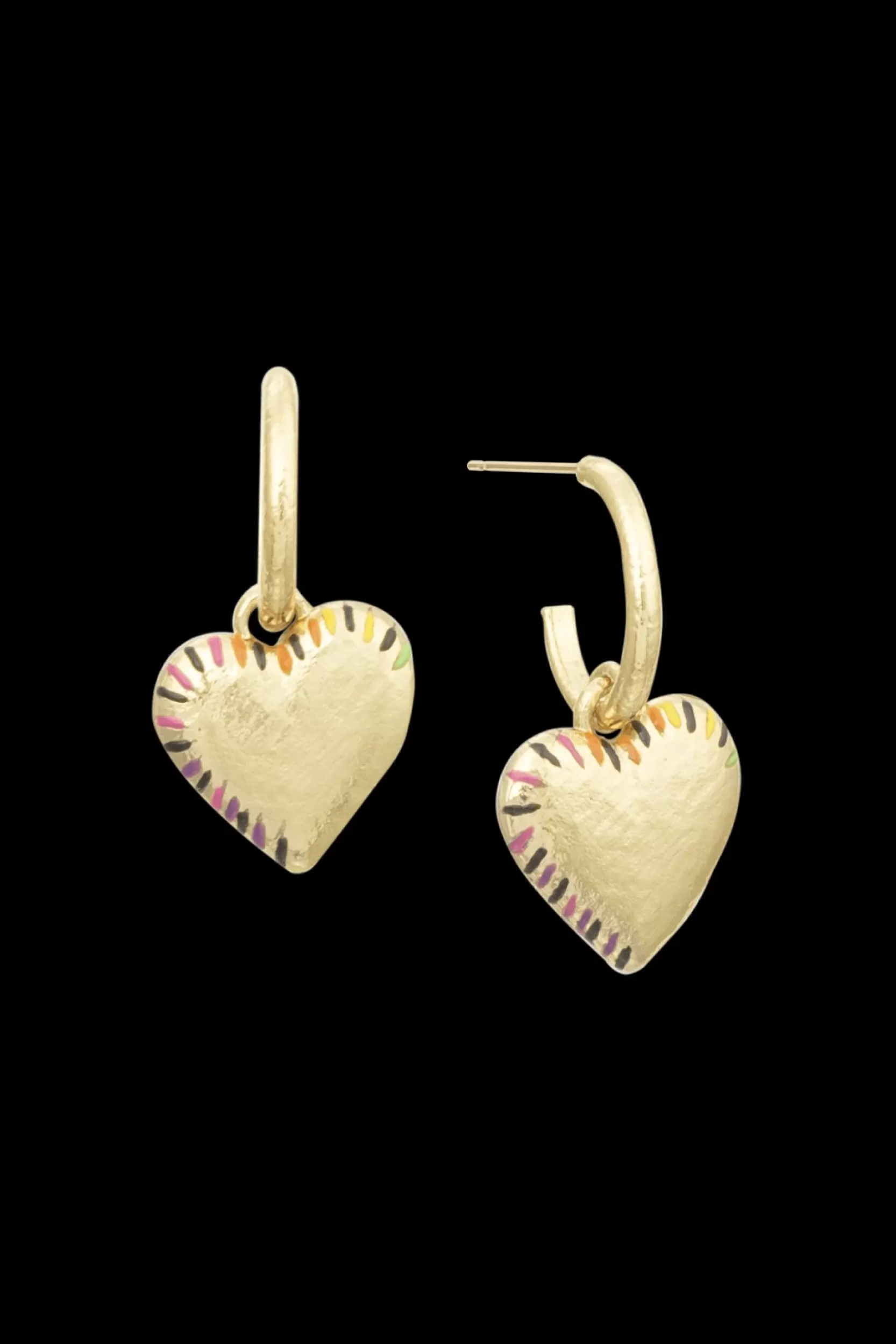 Sonia Rykiel Boucles D'Oreilles Poetic Garden Striped Heart Gold / Jaune Sale