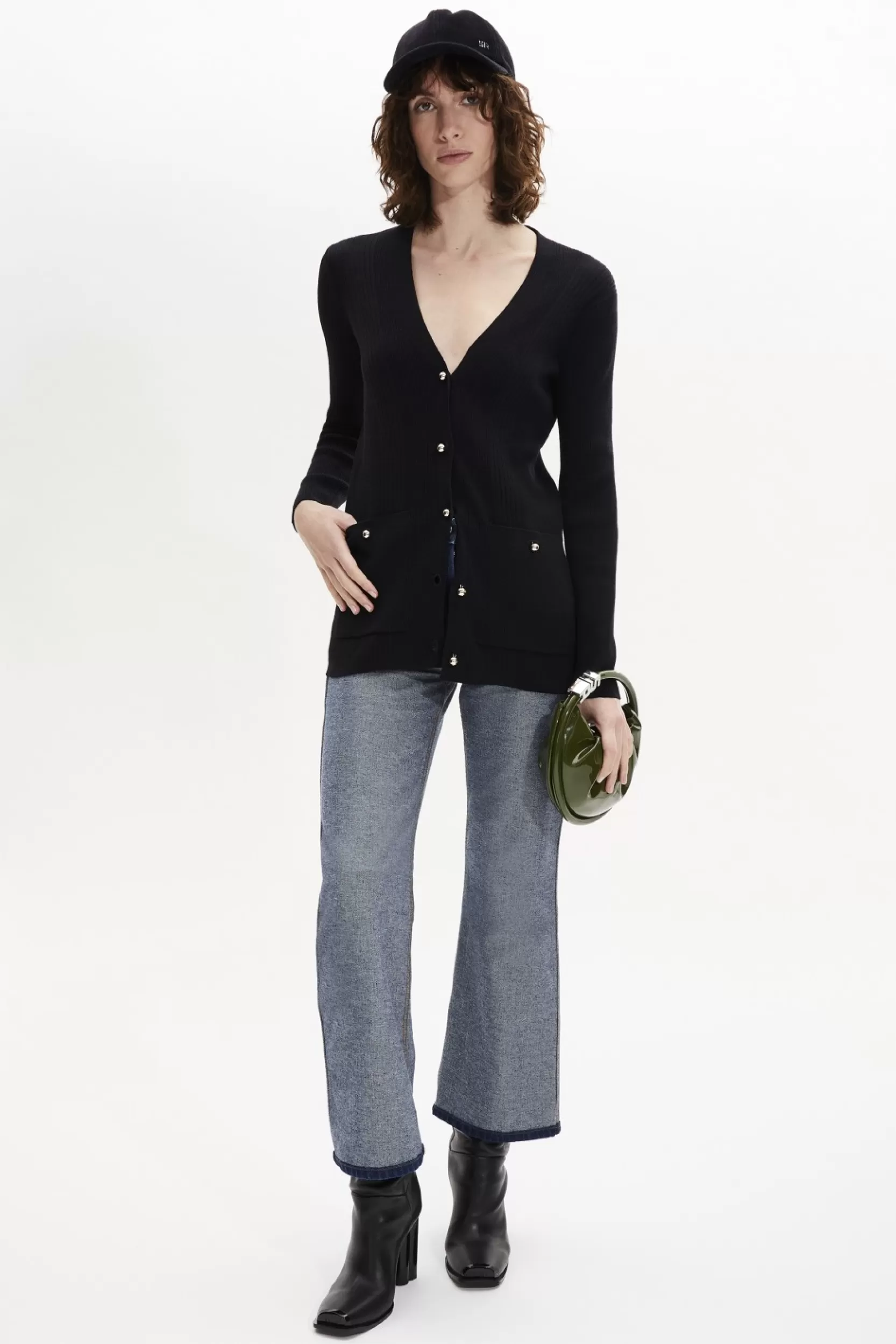 Sonia Rykiel Cardigan Col V A Manches Longues Noir / Noir Hot