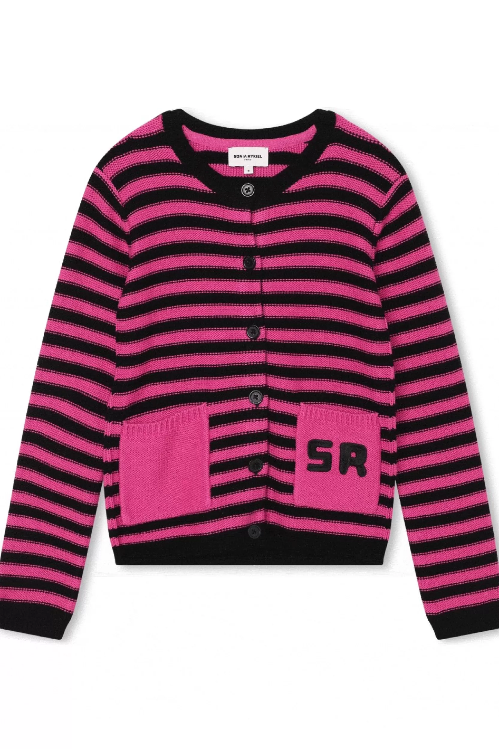 Sonia Rykiel Cardigan Tricot Raye Fuchsia / Violet New