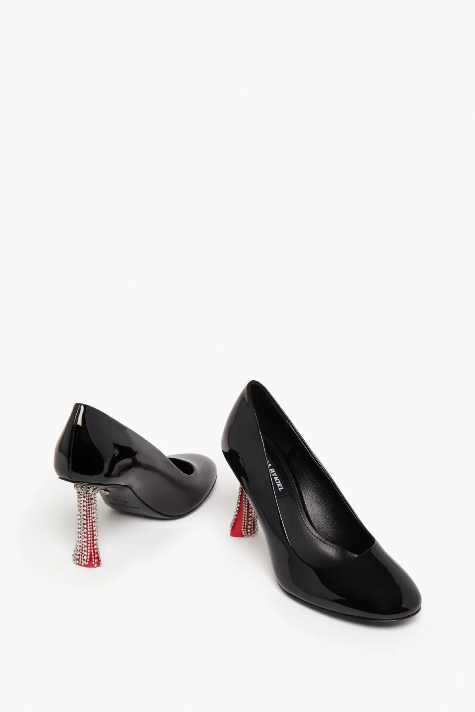 Sonia Rykiel Escarpins En Cuir Verni Noir Avec Talons A Strass Noir / Noir Cheap