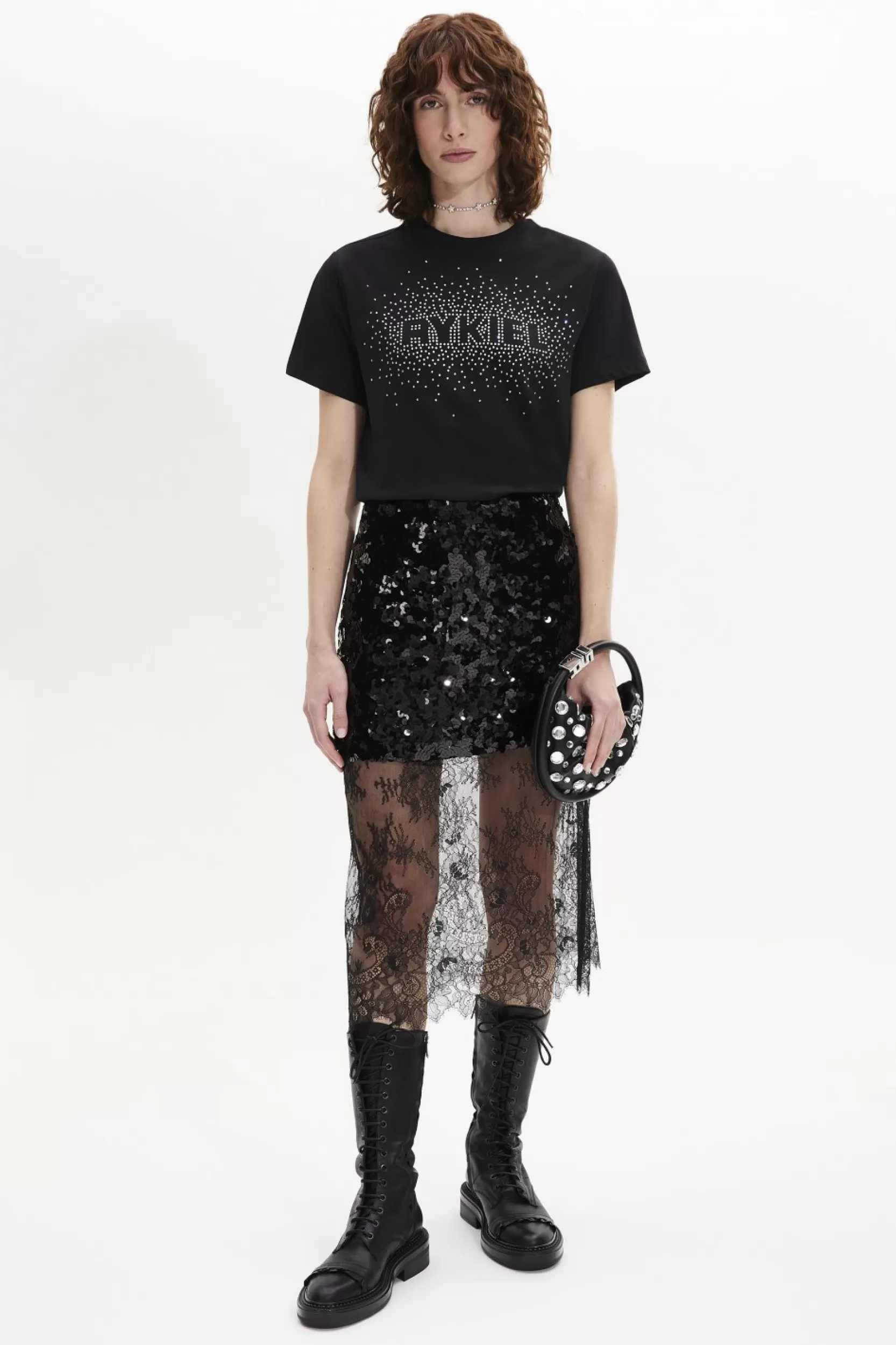 Sonia Rykiel Jupe Midi A Sequins Noir / Noir Clearance