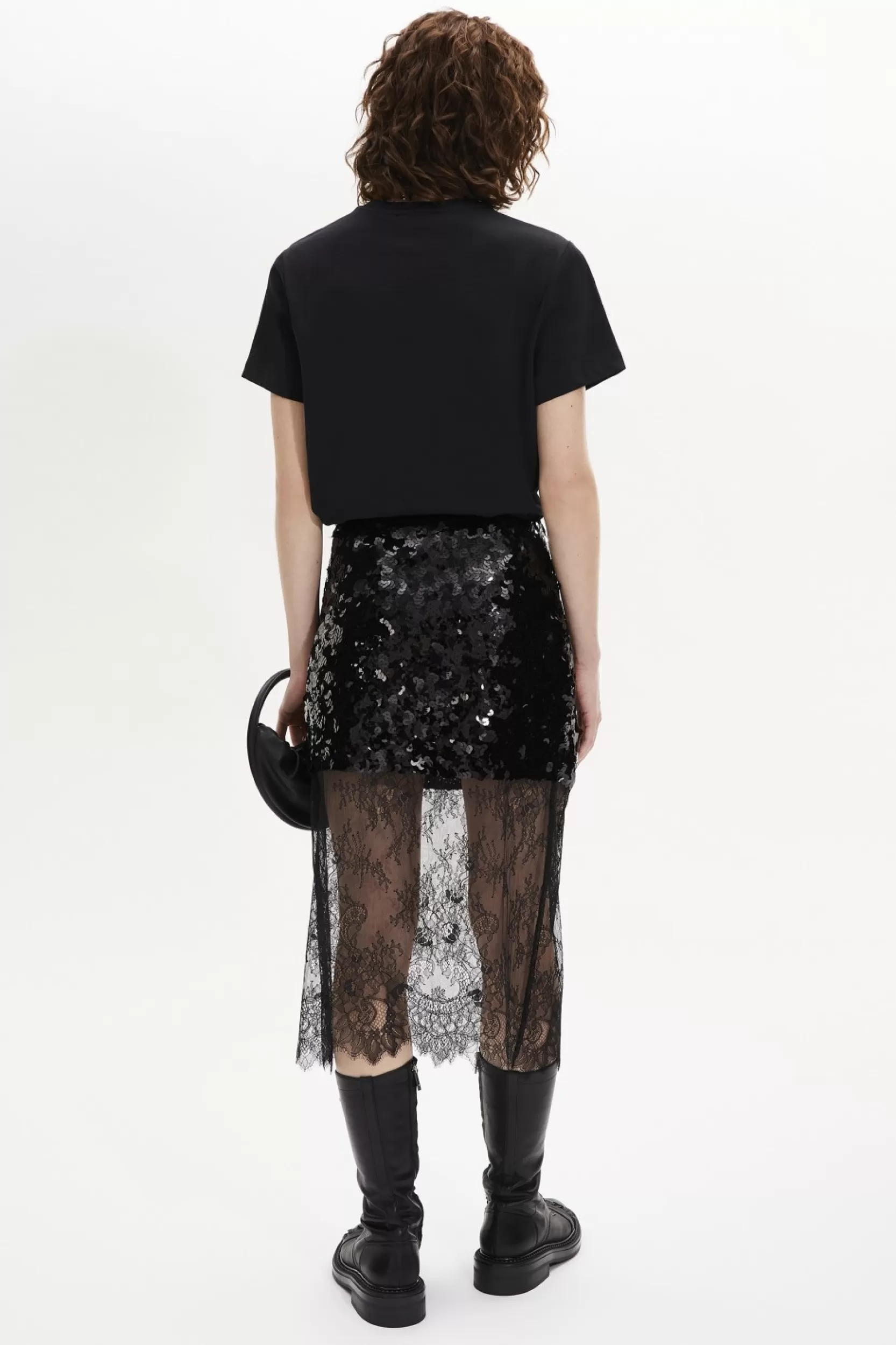 Sonia Rykiel Jupe Midi A Sequins Noir / Noir Clearance