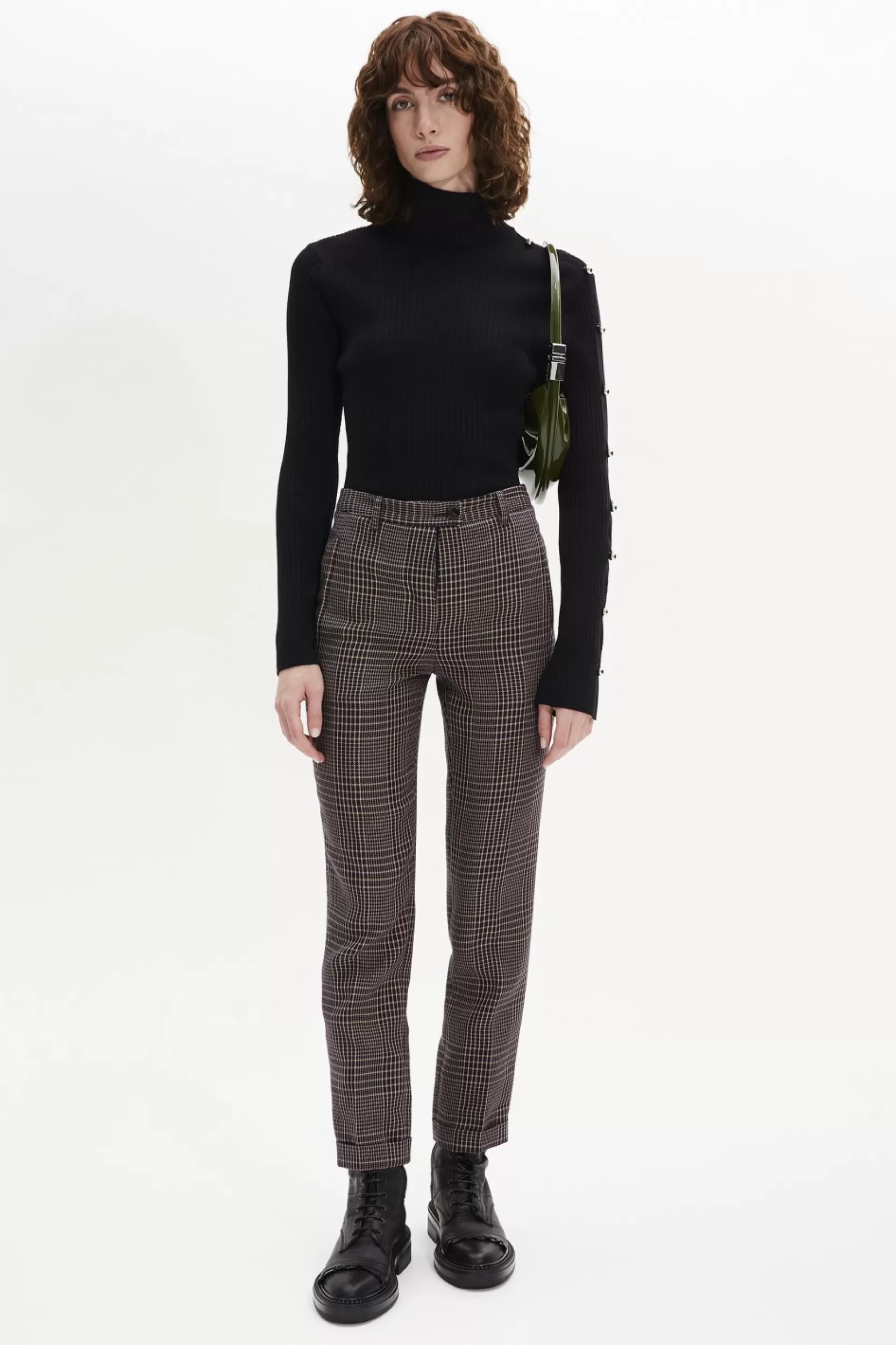 Sonia Rykiel Pantalon Coupe Cigarette A Carreaux Prince De Galles Carreaux Navy/Brown / Multi Best Sale