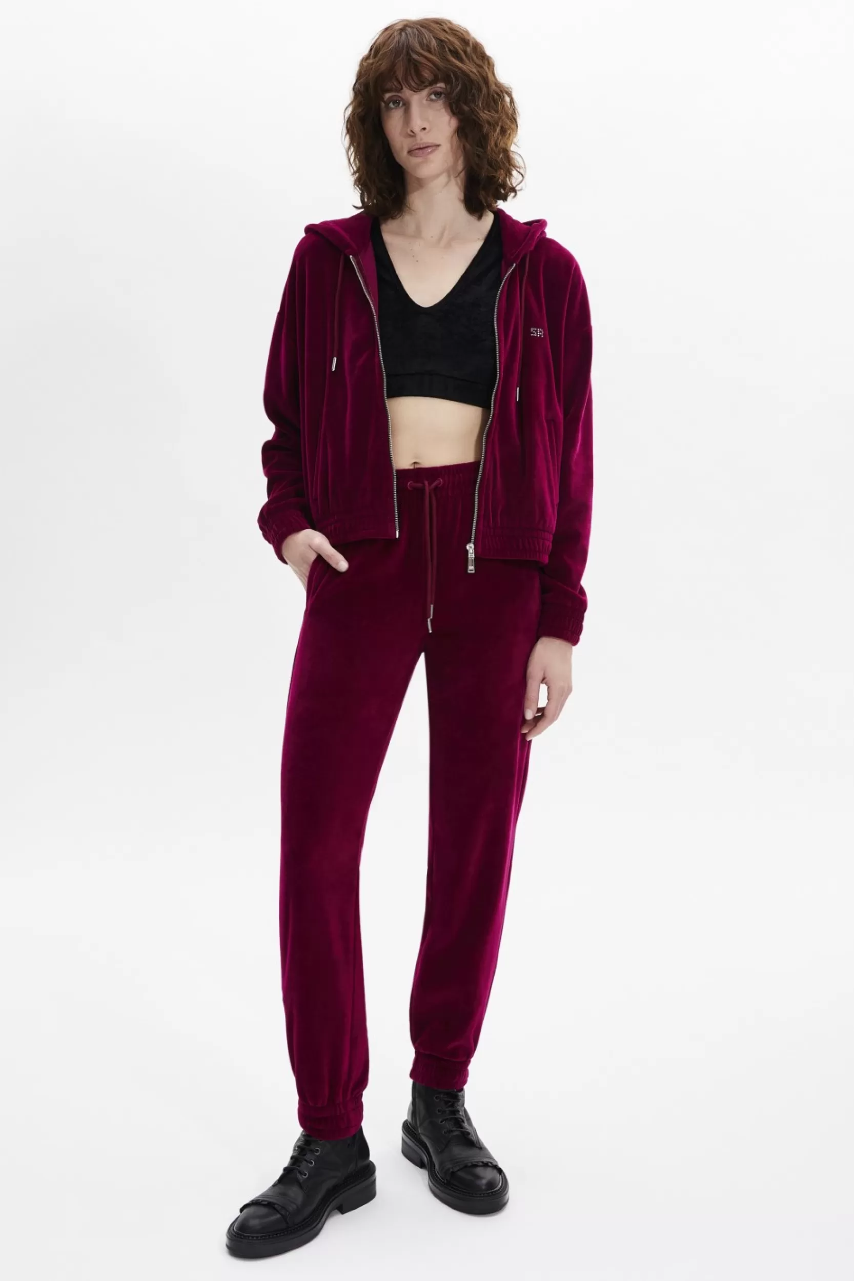 Sonia Rykiel Pantalon De Jogging En Velours Framboise / Rose Clearance