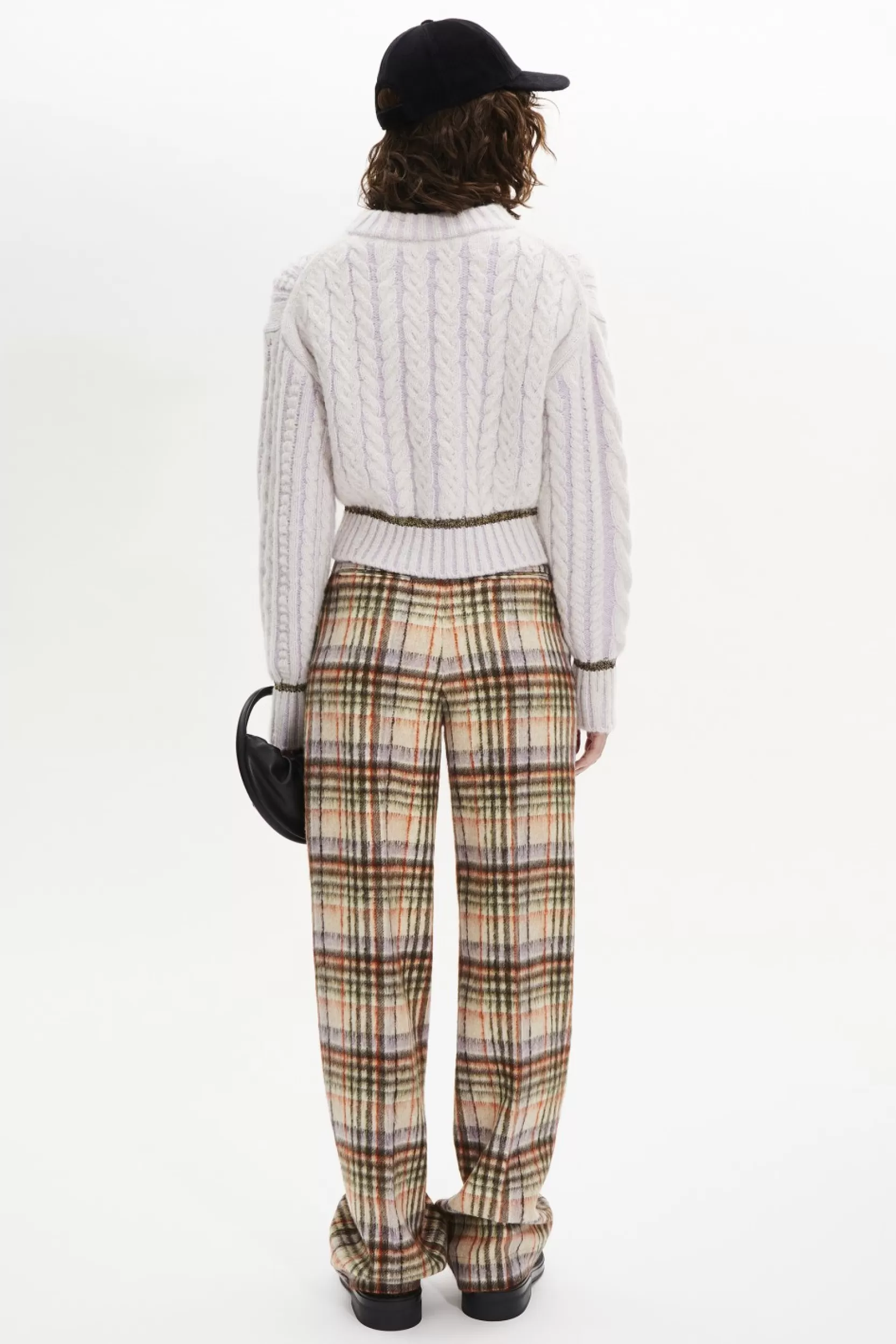 Sonia Rykiel Pantalon Motif Tartan En Laine Brosse Carreaux Ecru/Lilas / Multi Clearance