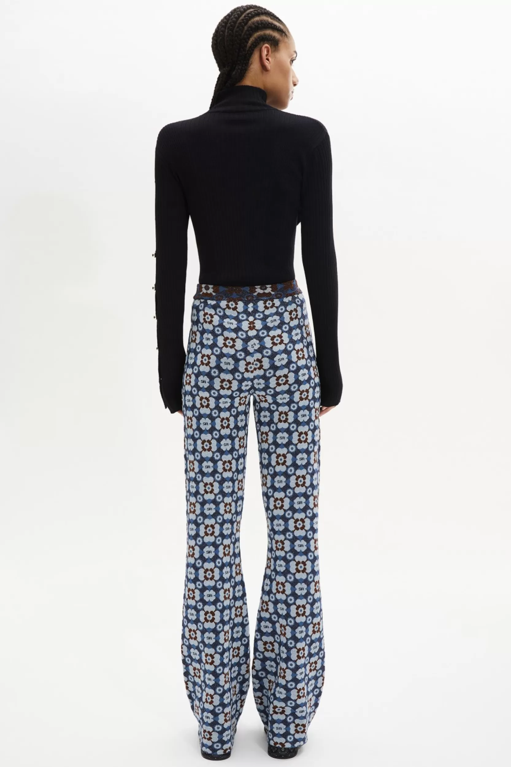 Sonia Rykiel Pantalon Taille Haute, Coupe Flare Bleu / Bleu Best Sale