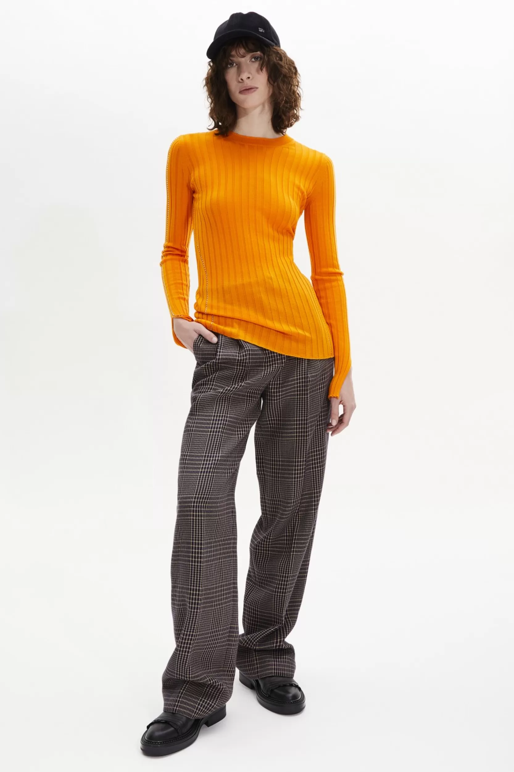 Sonia Rykiel Pull Col Rond A Manches Longues Fendues Orange / Orange Outlet