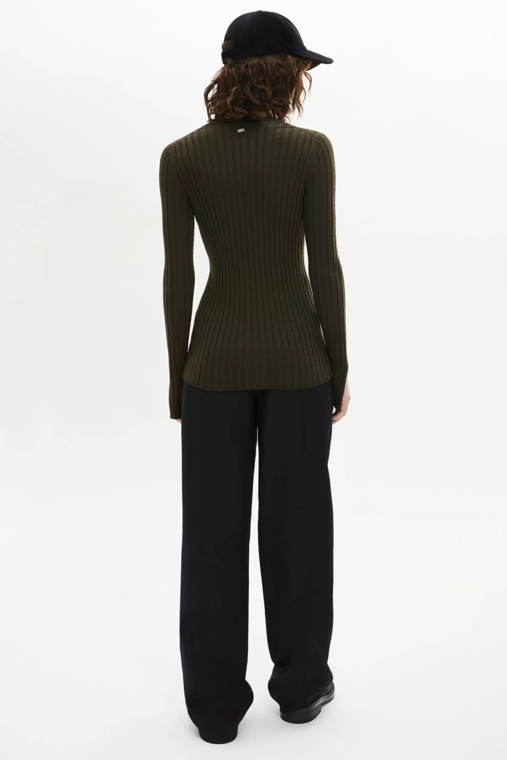 Sonia Rykiel Pull Col Rond A Manches Longues Fendues Kaki / Vert Outlet