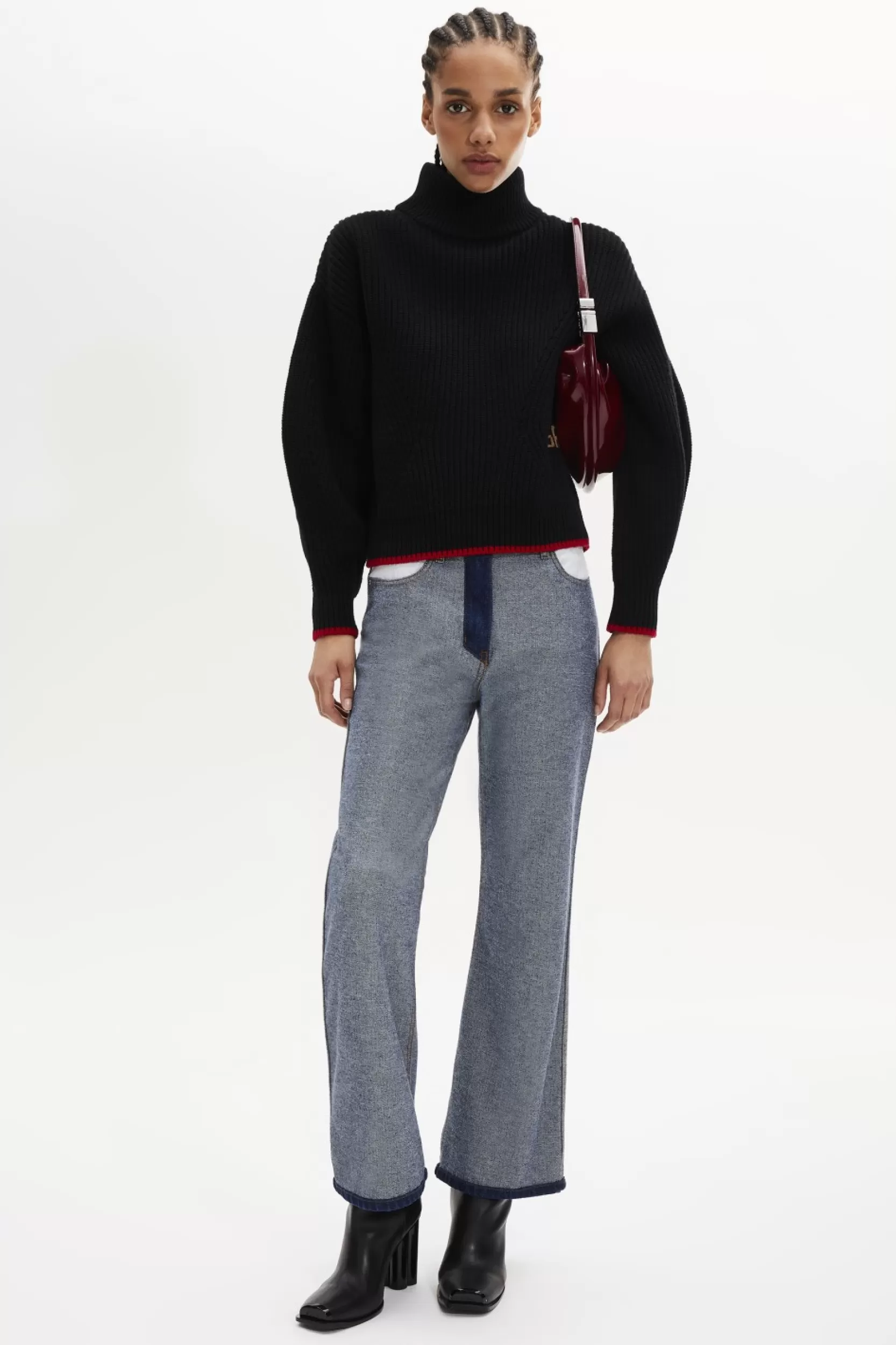 Sonia Rykiel Pull Col Roule A Manches Longues Coudees Noir / Noir Online