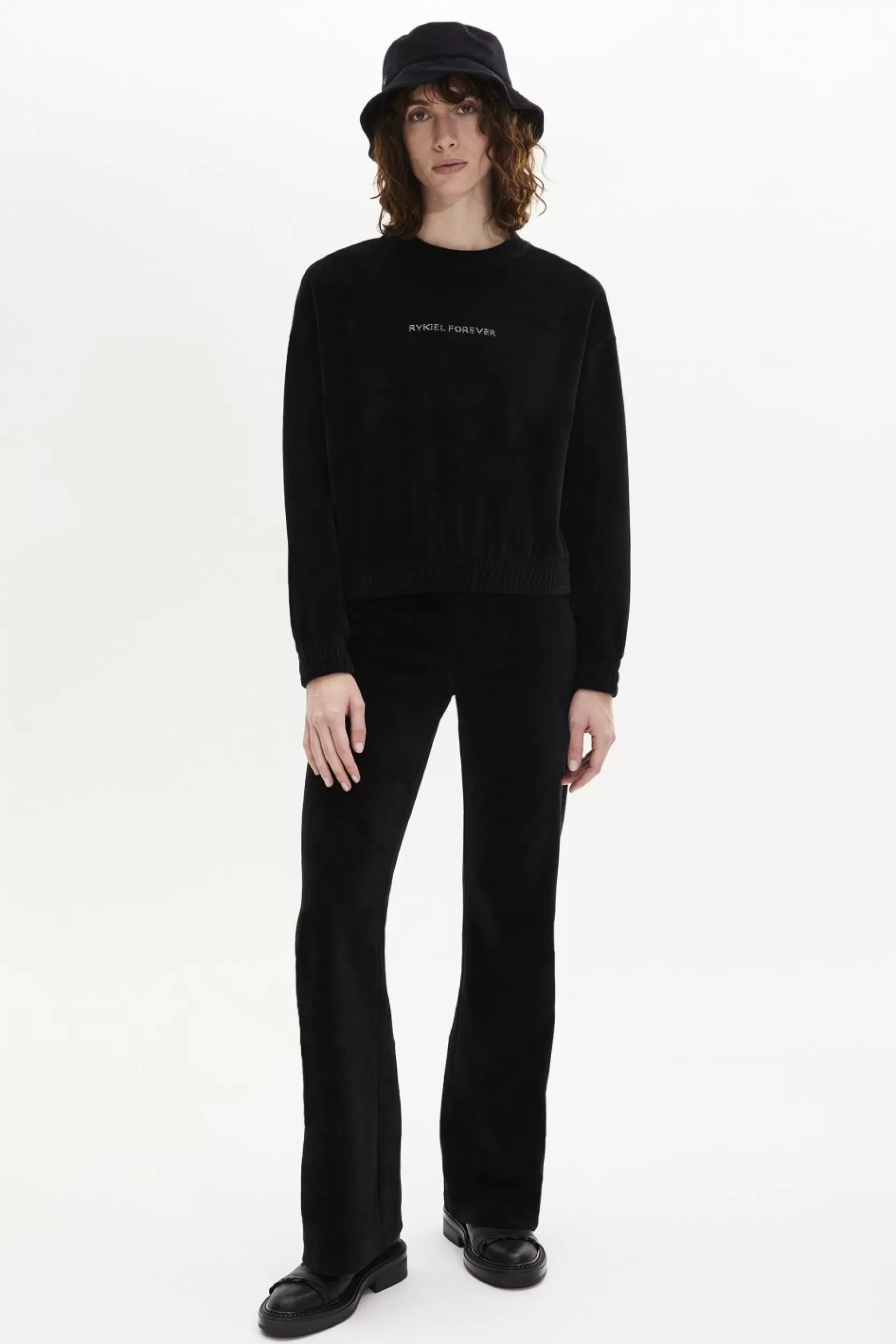 Sonia Rykiel Pull Manches Longues En Velours Noir / Noir Fashion