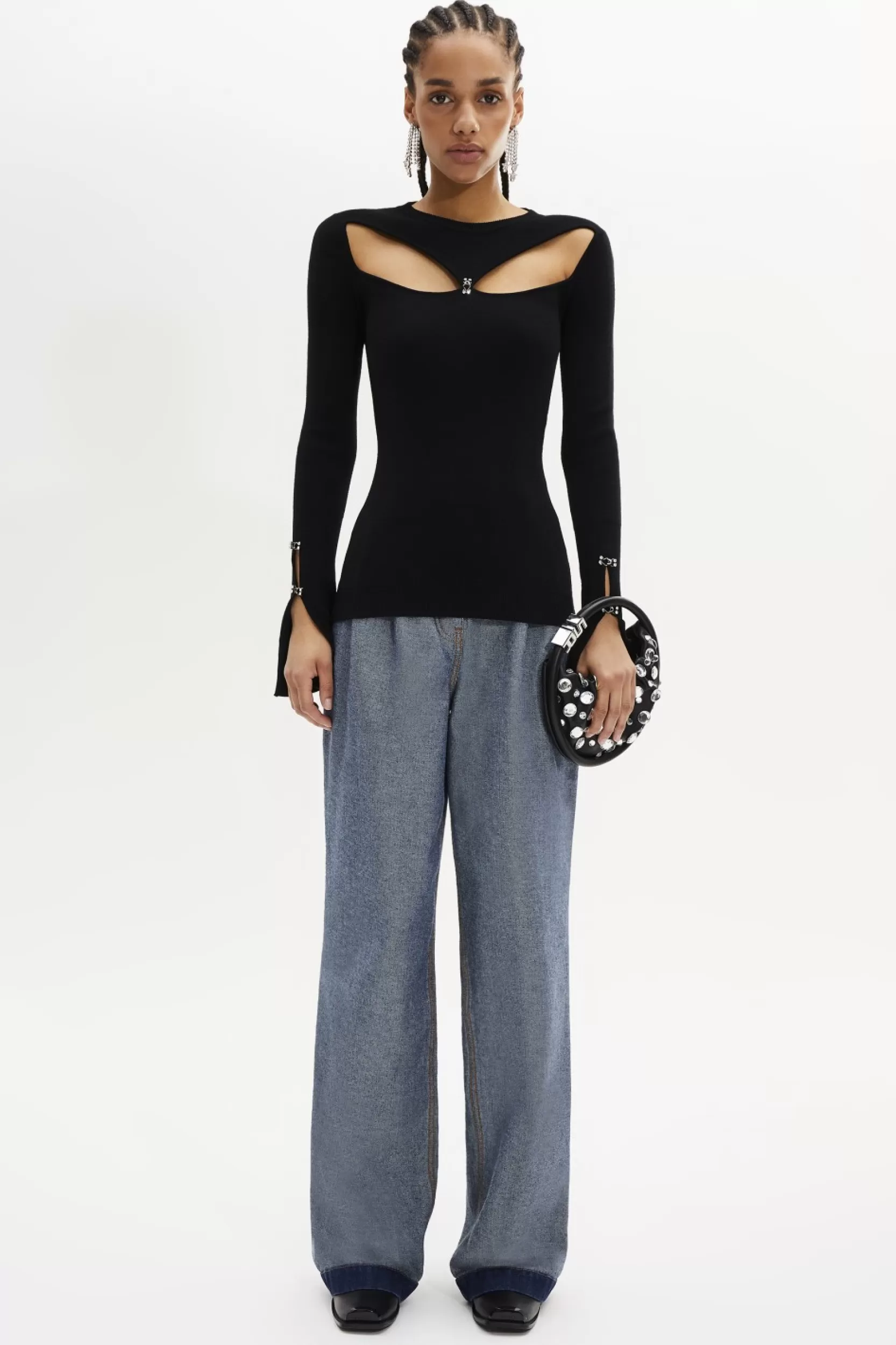 Sonia Rykiel Pull Manches Longues En Viscose Noir / Noir Outlet