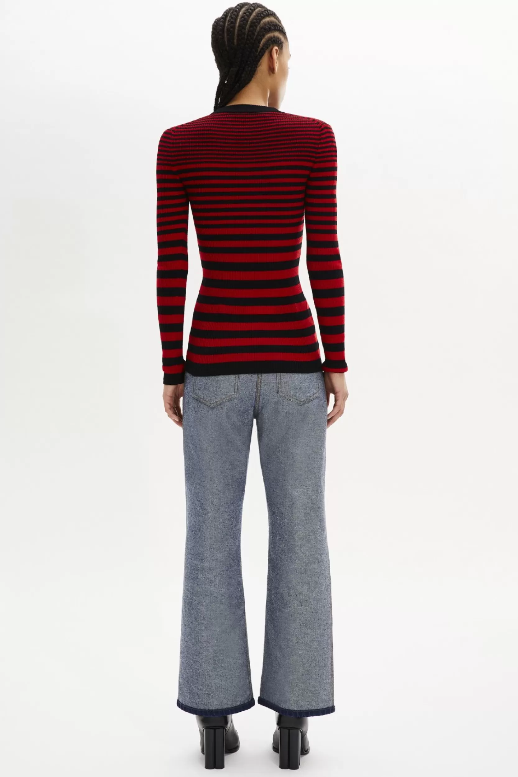 Sonia Rykiel Pull Raye Col Rond A Manches Longues Raye Noir/Rouge / Multi Flash Sale