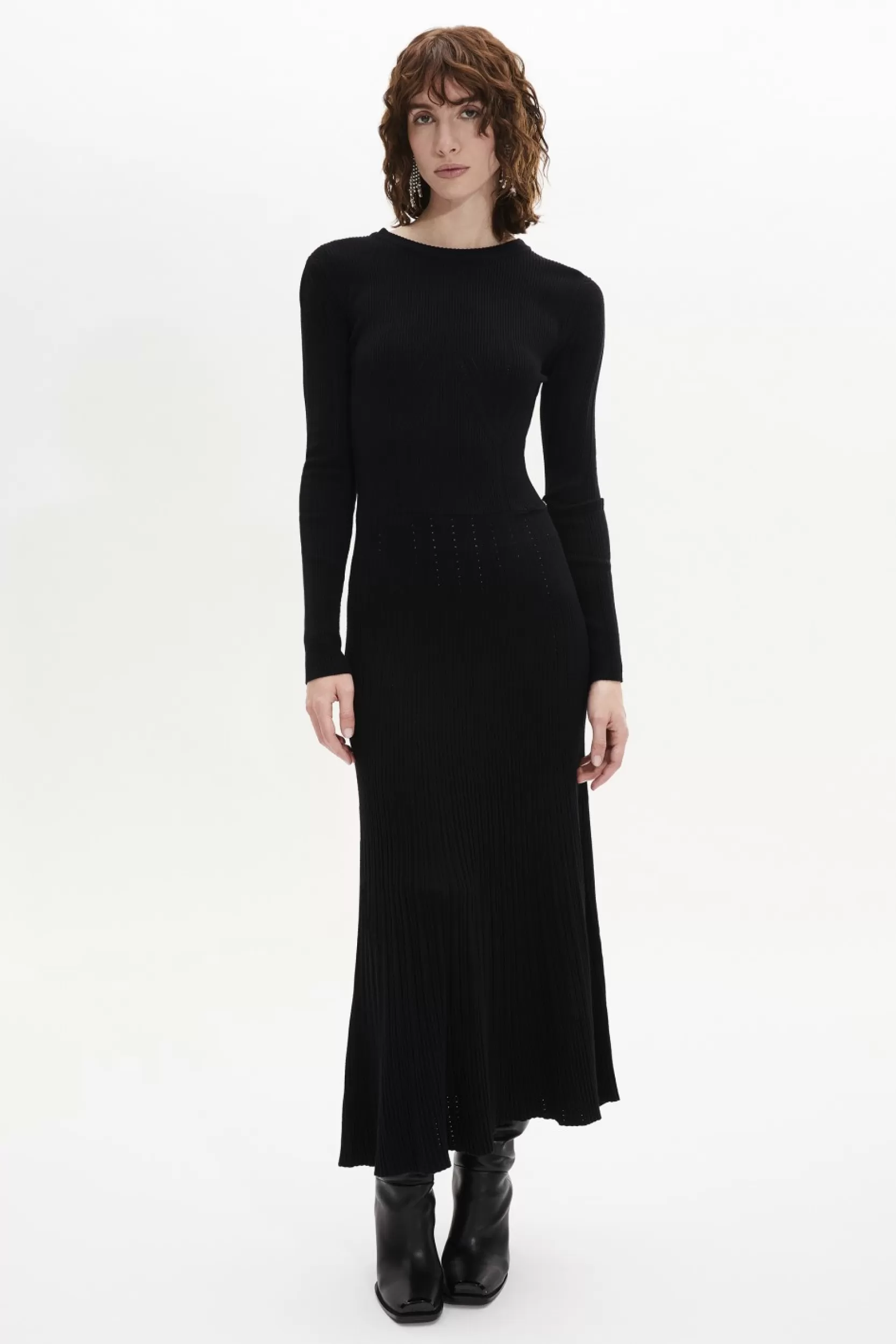 Sonia Rykiel Robe Col Rond A Manches Longues Noir / Noir Best