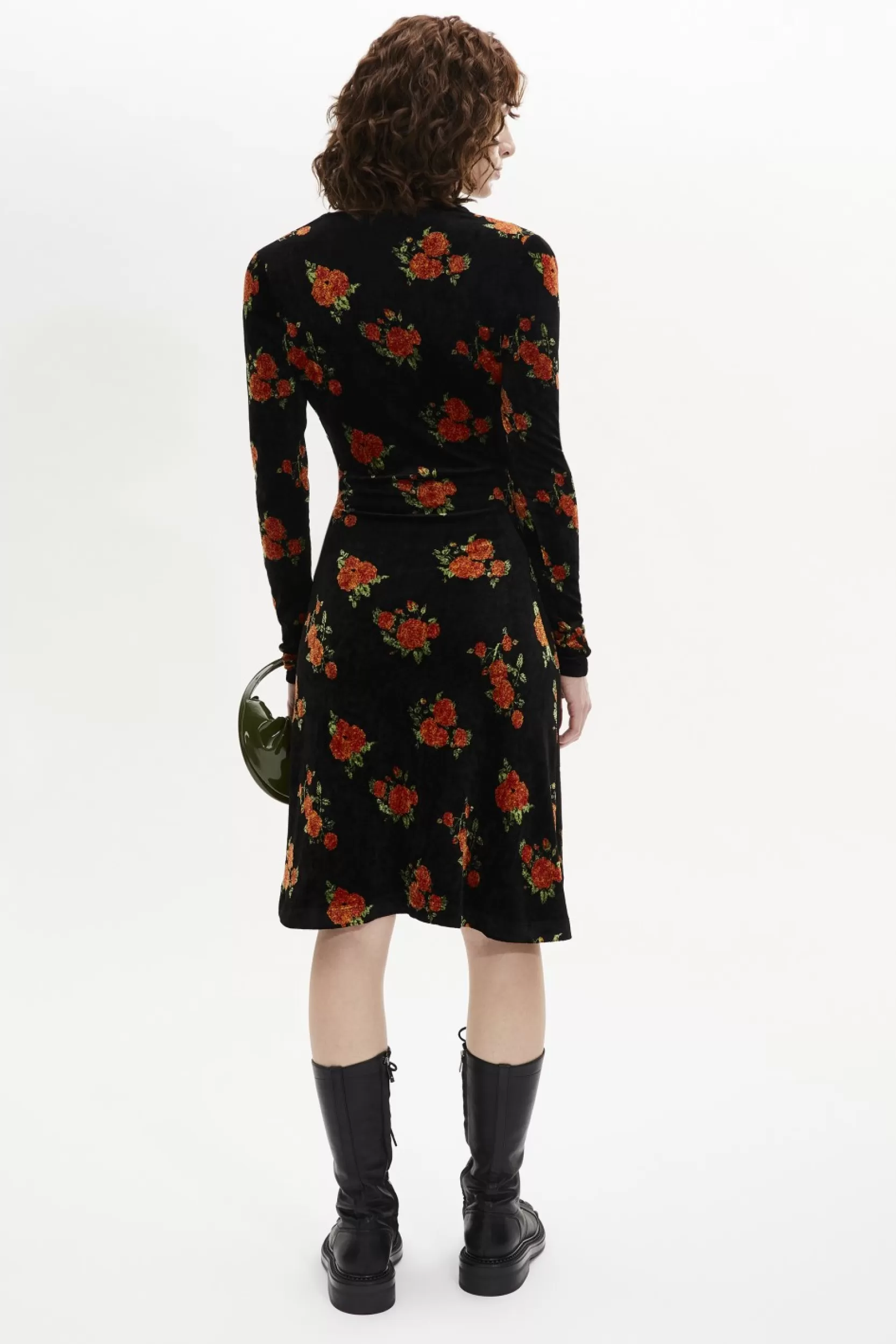 Sonia Rykiel Robe Courte Asymetrique Rykiel'S Roses Imprimees Sur Velours Jersey Orange / Orange Outlet