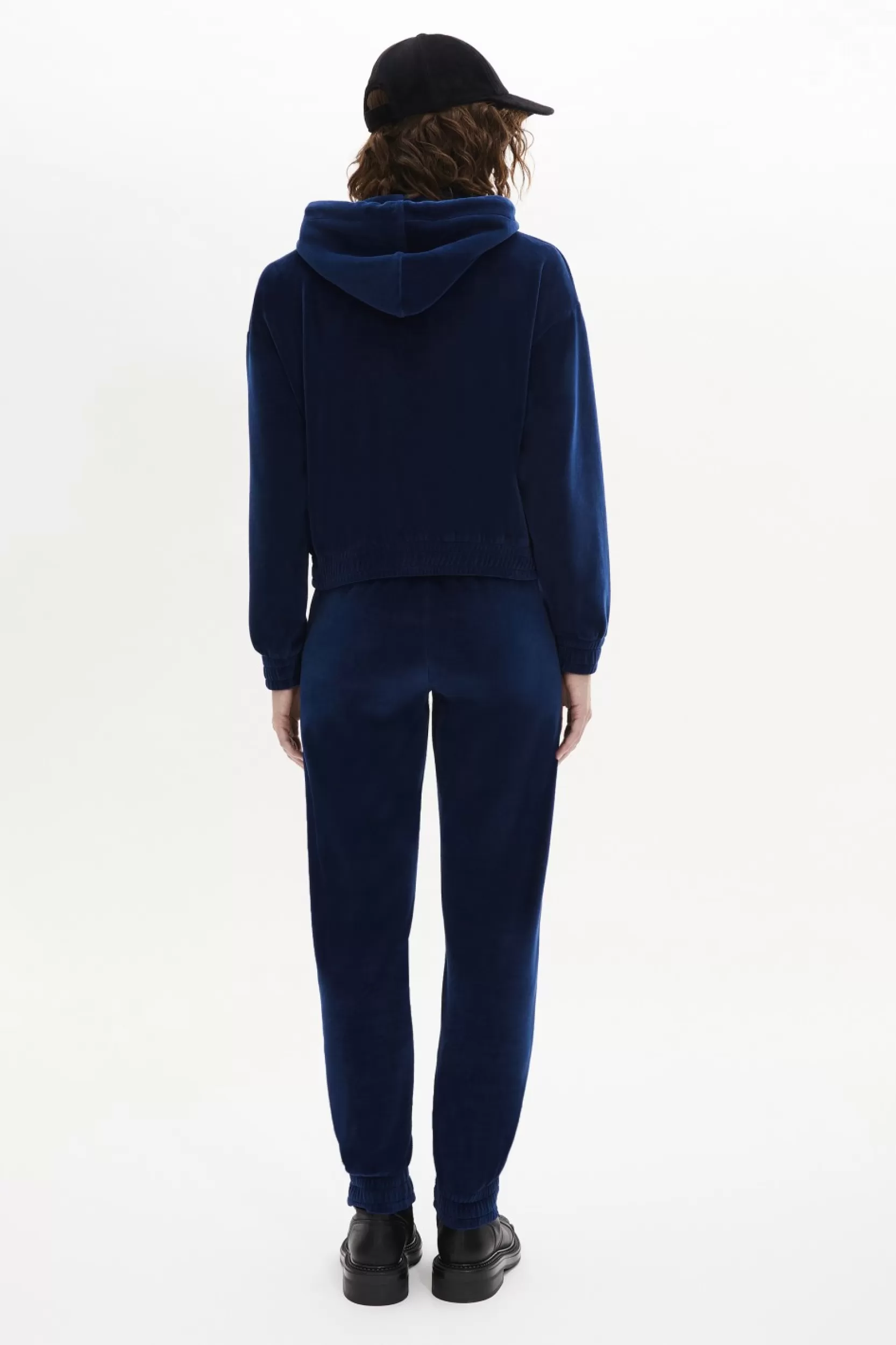 Sonia Rykiel Sweat A Capuche Manches Longues En Velours Bleu Canard / Bleu Discount