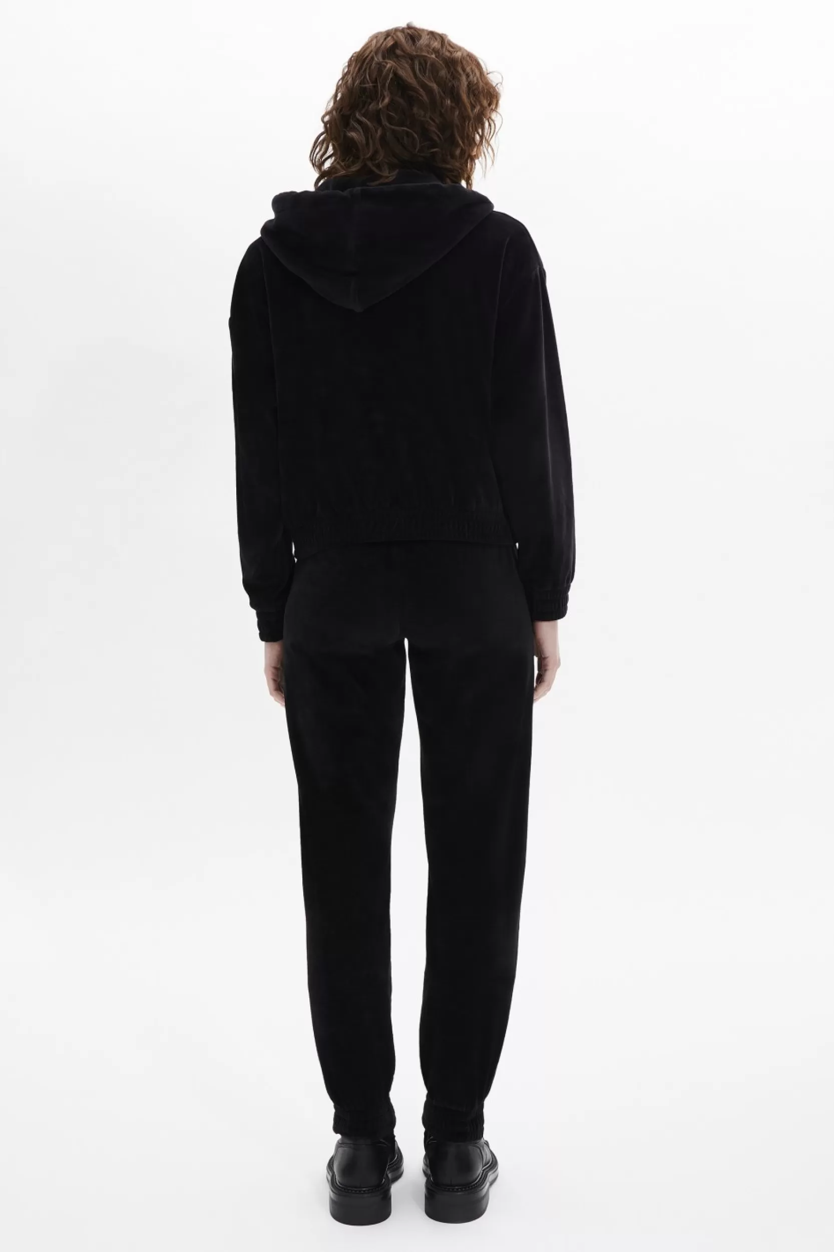 Sonia Rykiel Sweat A Capuche Manches Longues En Velours Noir / Noir Store