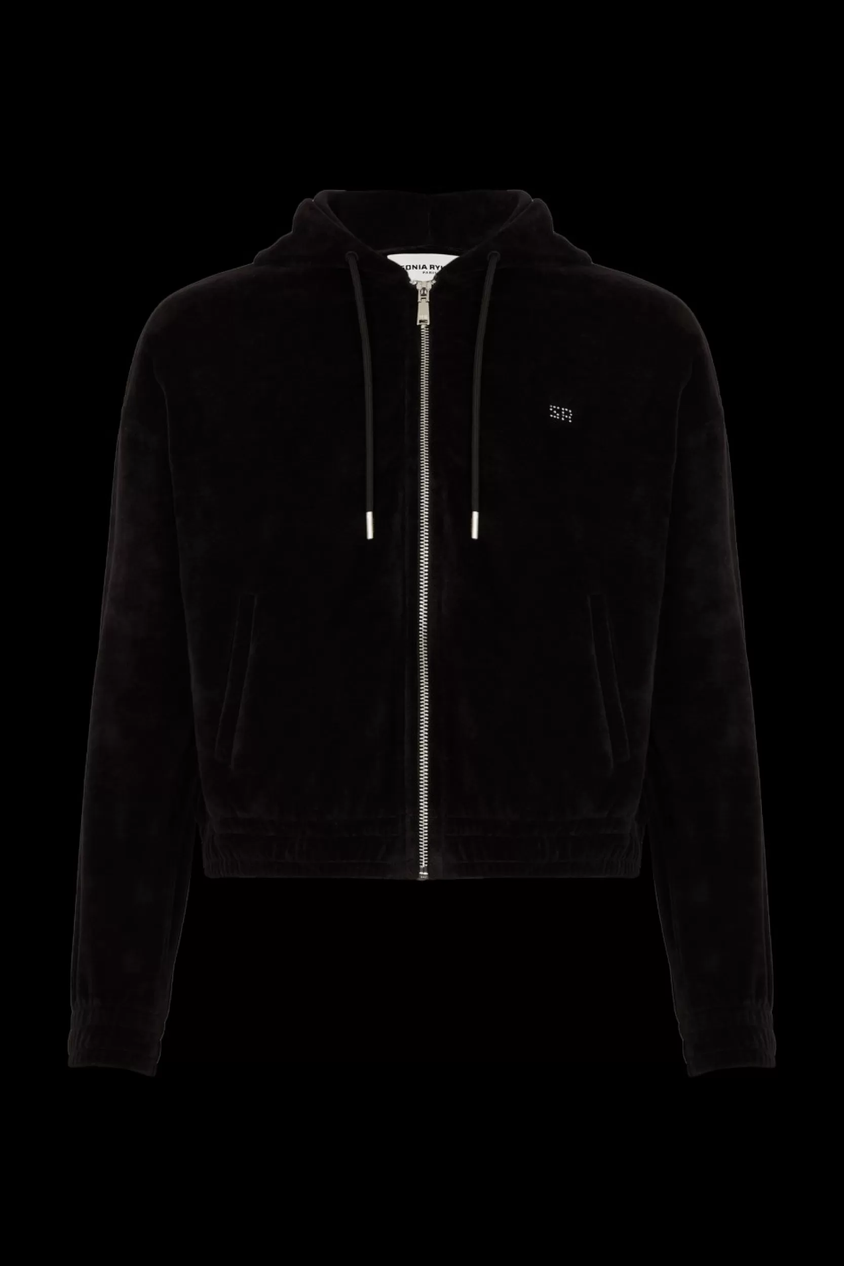 Sonia Rykiel Sweat A Capuche Manches Longues En Velours Noir / Noir Store