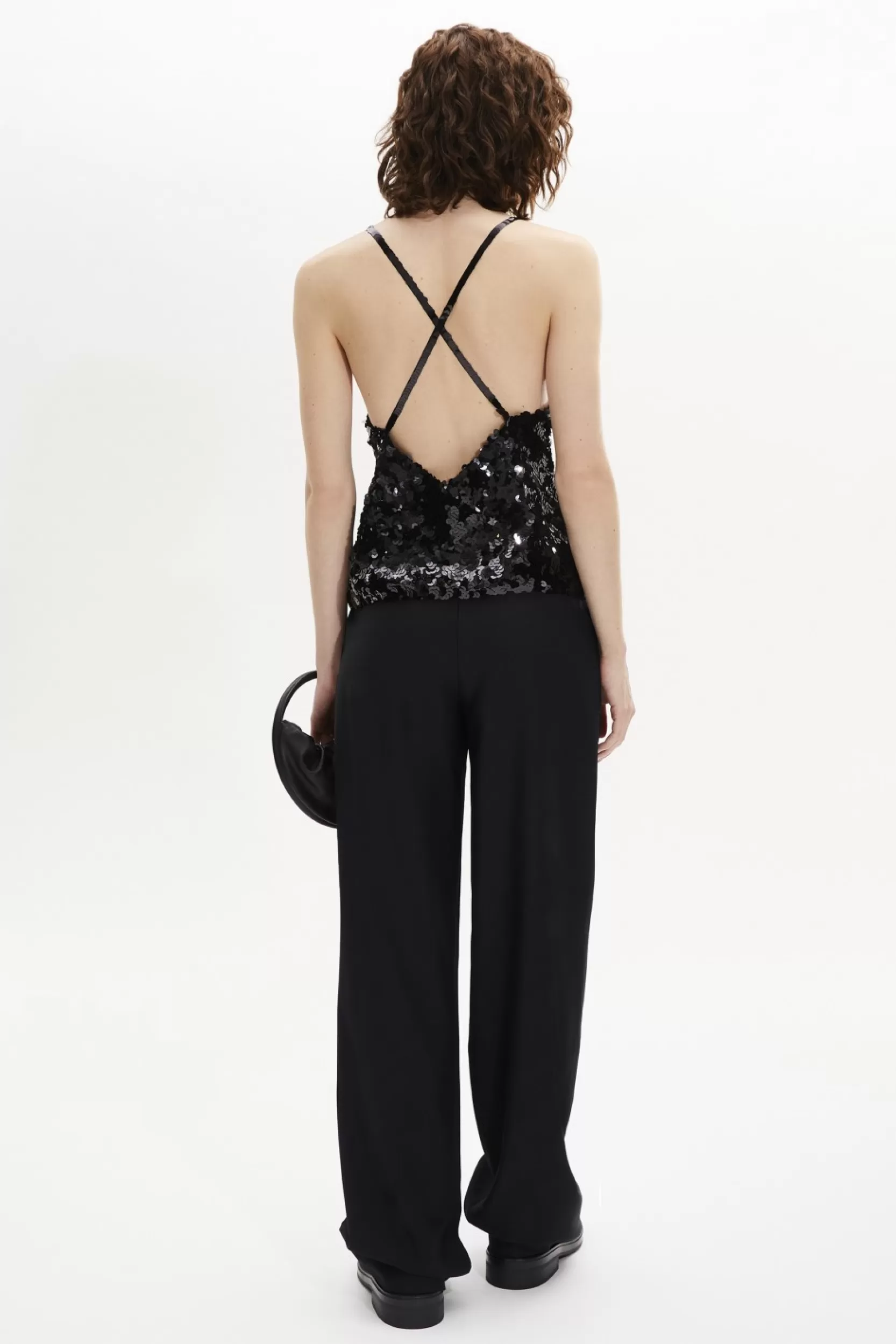 Sonia Rykiel Top Nuisette A Bretelles A Sequins Noir / Noir Cheap