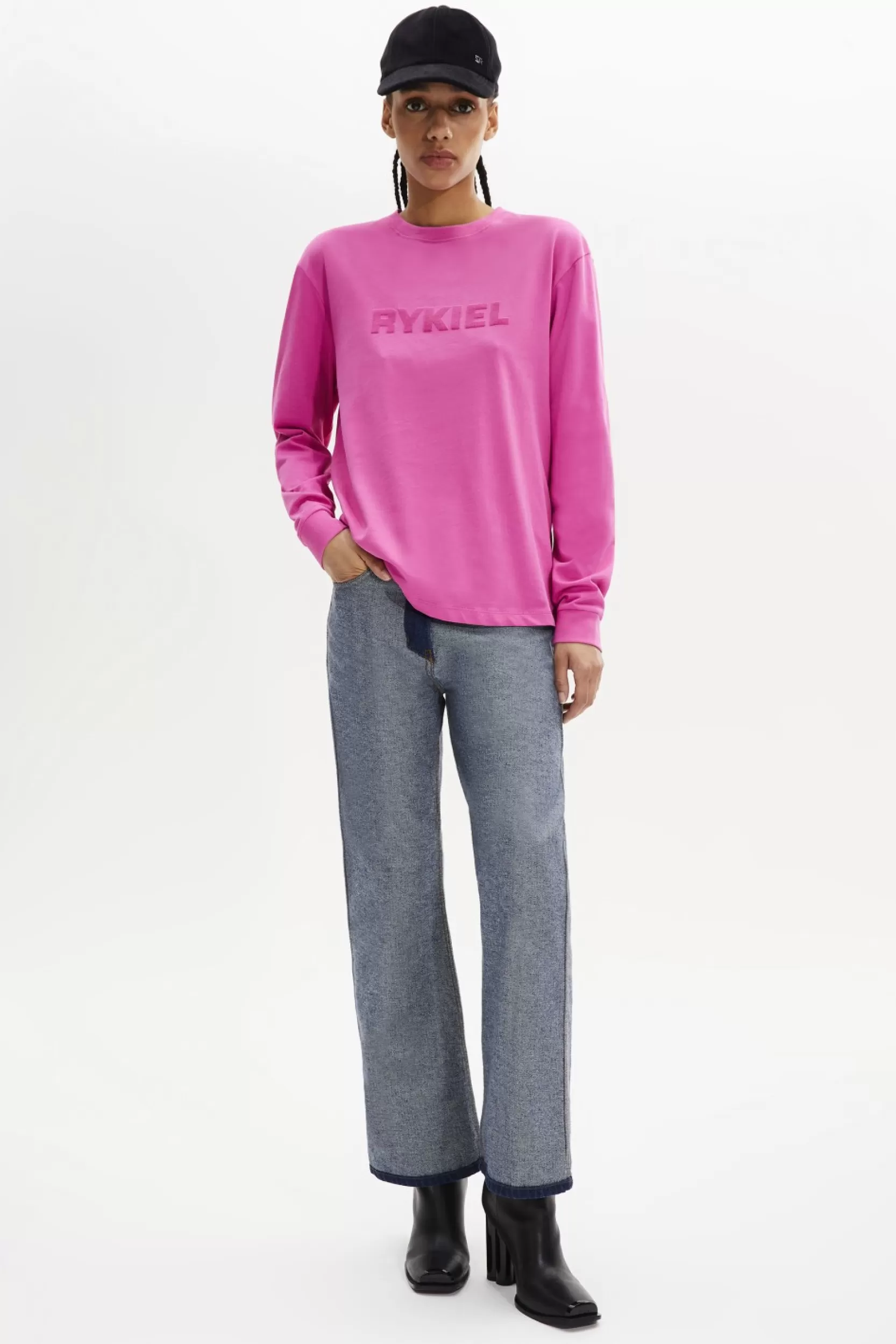 Sonia Rykiel T-Shirt Col Rond Manches Longues Rose / Rose Sale