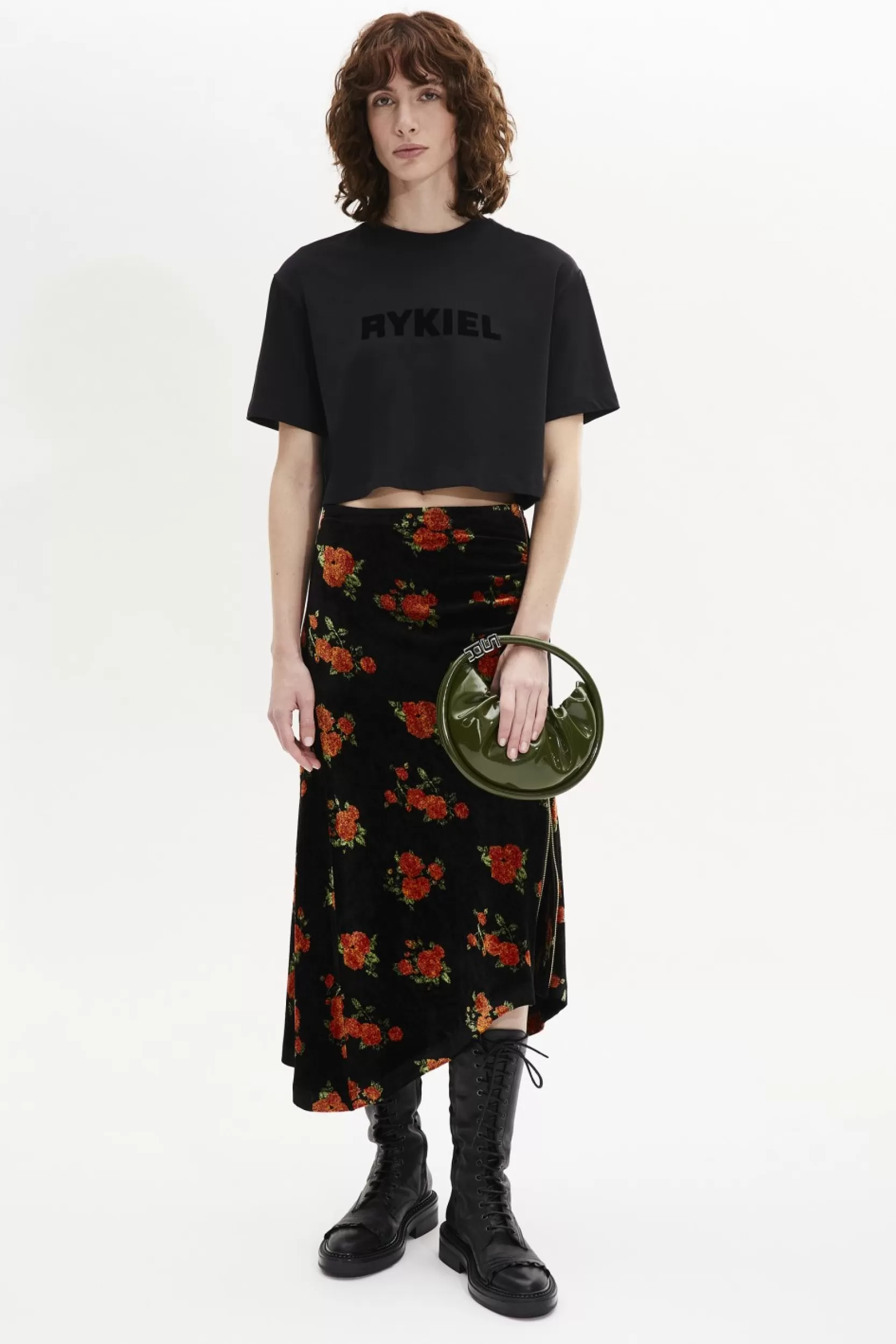 Sonia Rykiel T-Shirt Crop Col Rond Manches Courtes Noir / Noir Cheap